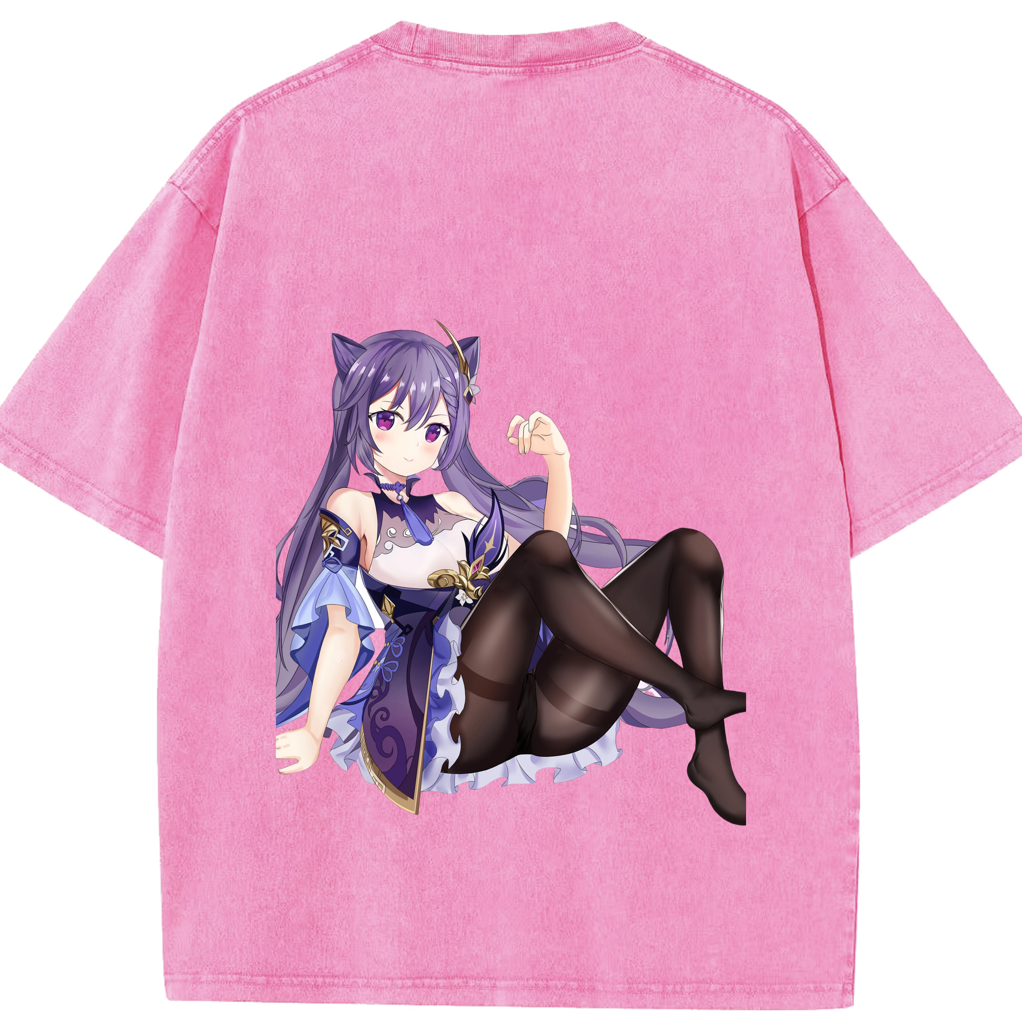 げんし神 刻晴 こくせい genshin Kokusei 綿100% ヴィンテージ風 半袖Tシャツ（背面プリント）